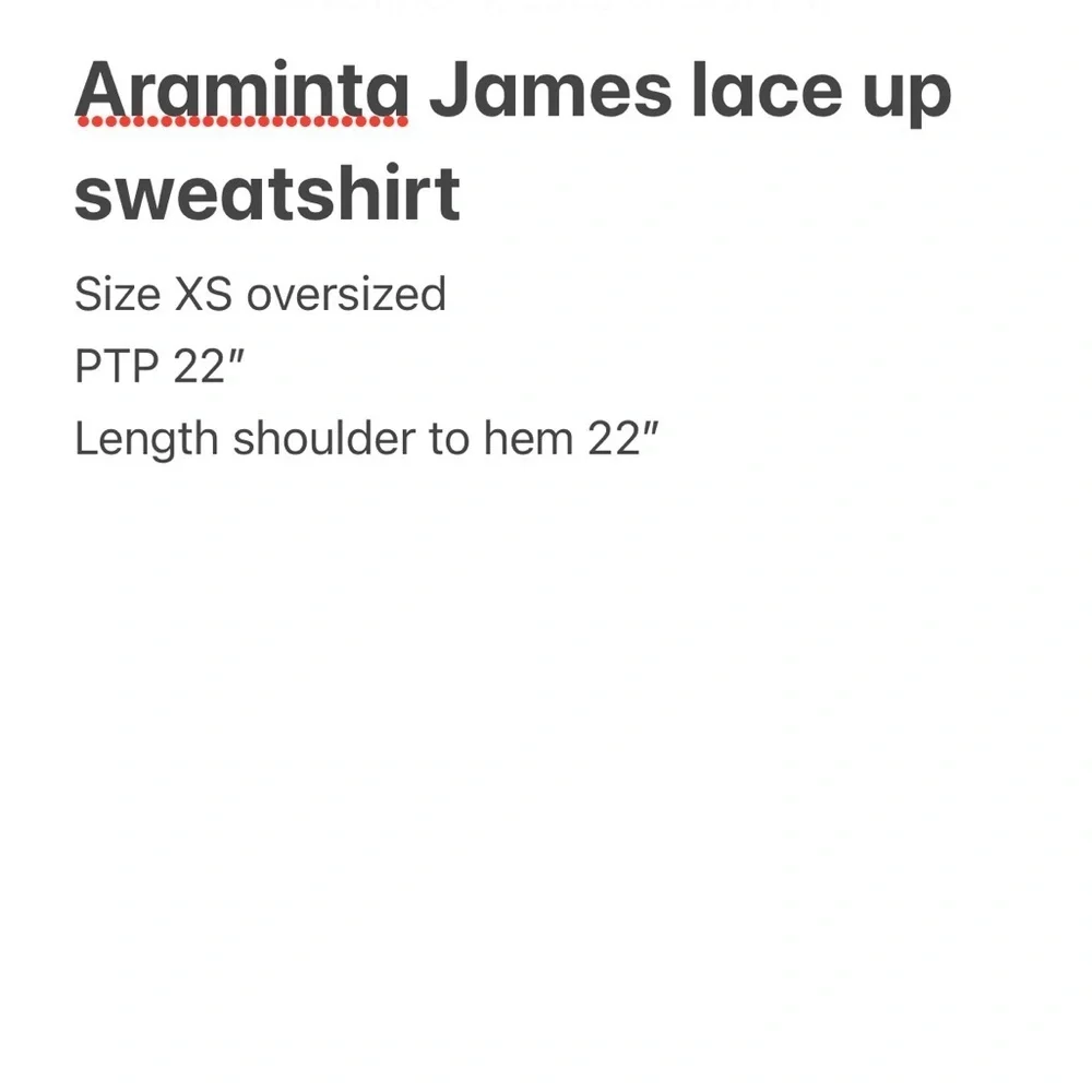 Araminta James Black Lace-Up Sweatshirt, thick, size XS oversized Anthropologie